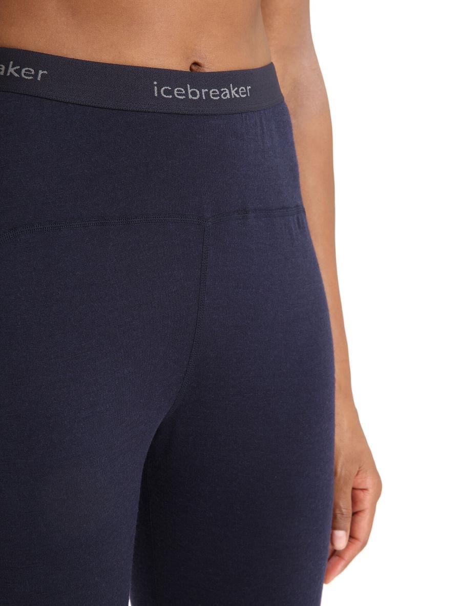 Midnight Navy / Snow Women's Icebreaker Merino 200 Sonebula Thermal Leggings | USA 1535GSOL